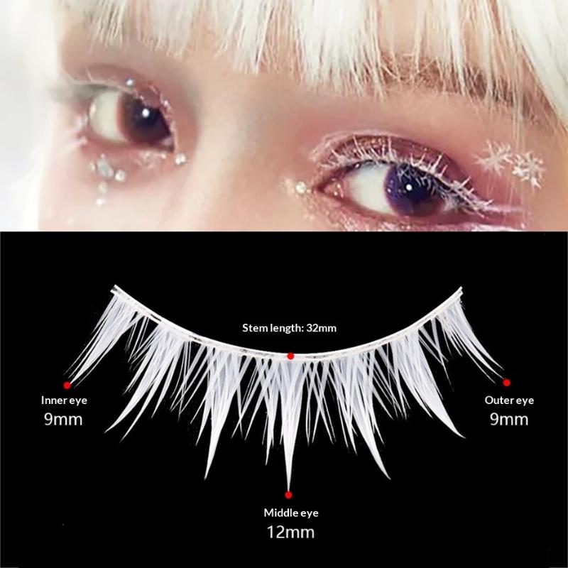3 Pairs Cosplay White Eyelashe - Lashes Eyelash Extension 评论和价格