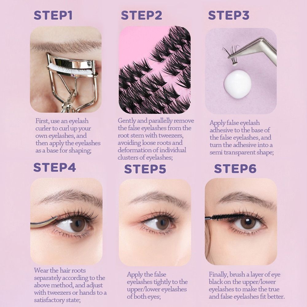 12 Rows Natural Look False Eye - Eyelash Extension Wispy Look 评论和价格