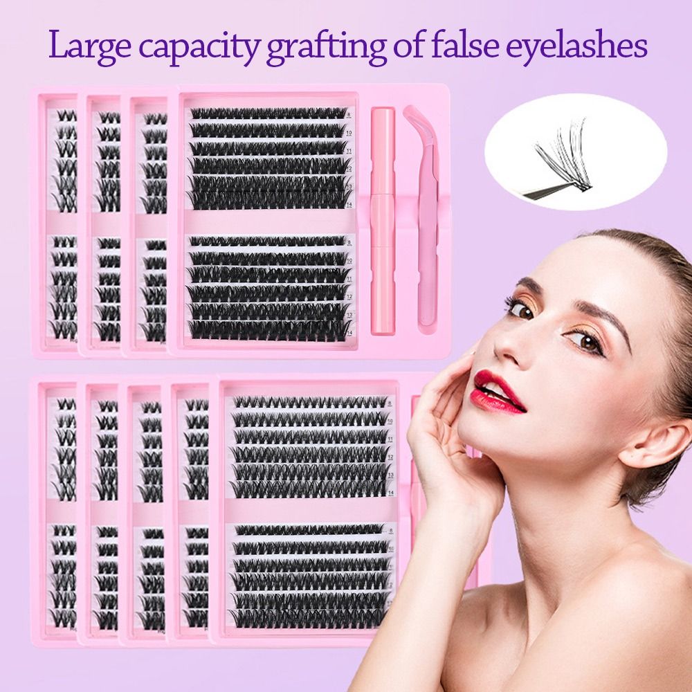 12 Rows Natural Look False Eye - Eyelash Extension Wispy Look 评论和价格